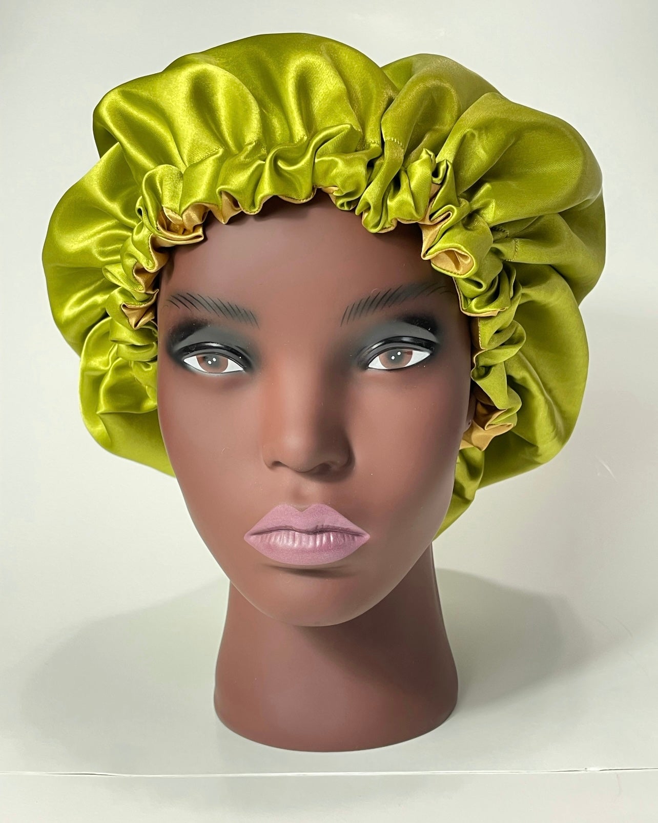 Olive Gold Reversible satin bonnet