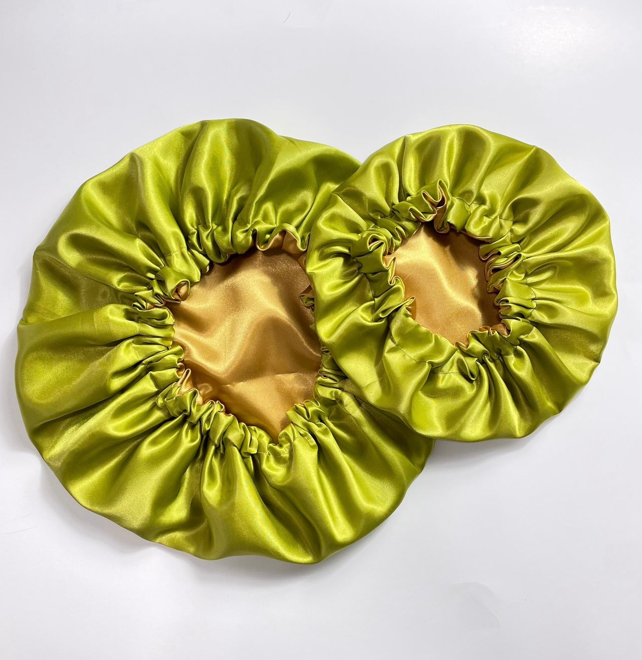 Olive Gold Reversible satin bonnet