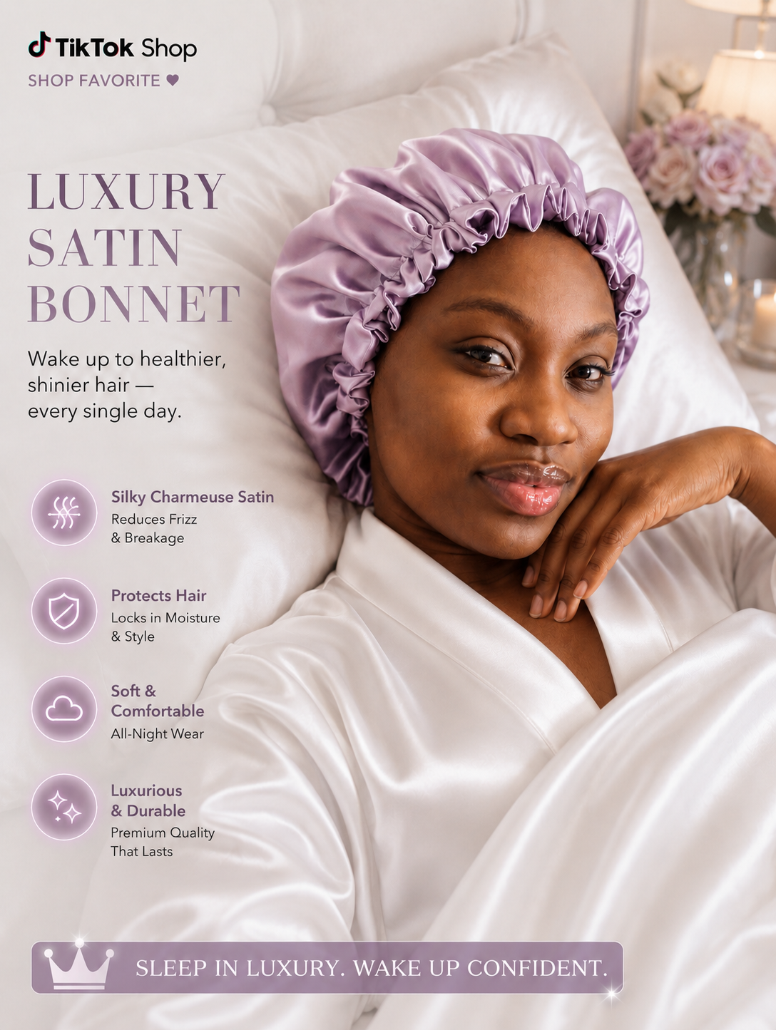Dusty Lavender Reversible Satin Bonnet