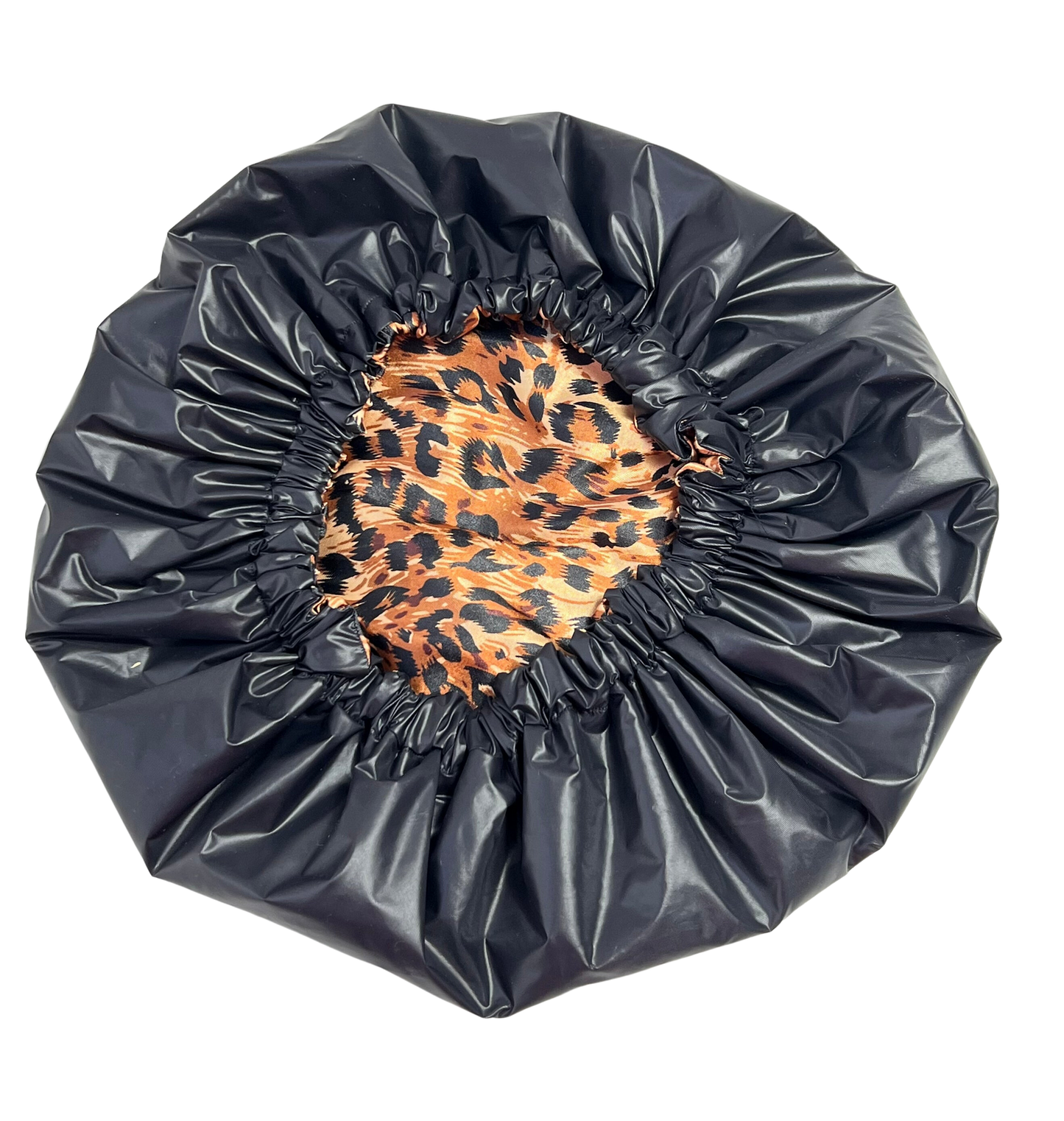 Satin Lined Leopard Waterproof Shower Cap