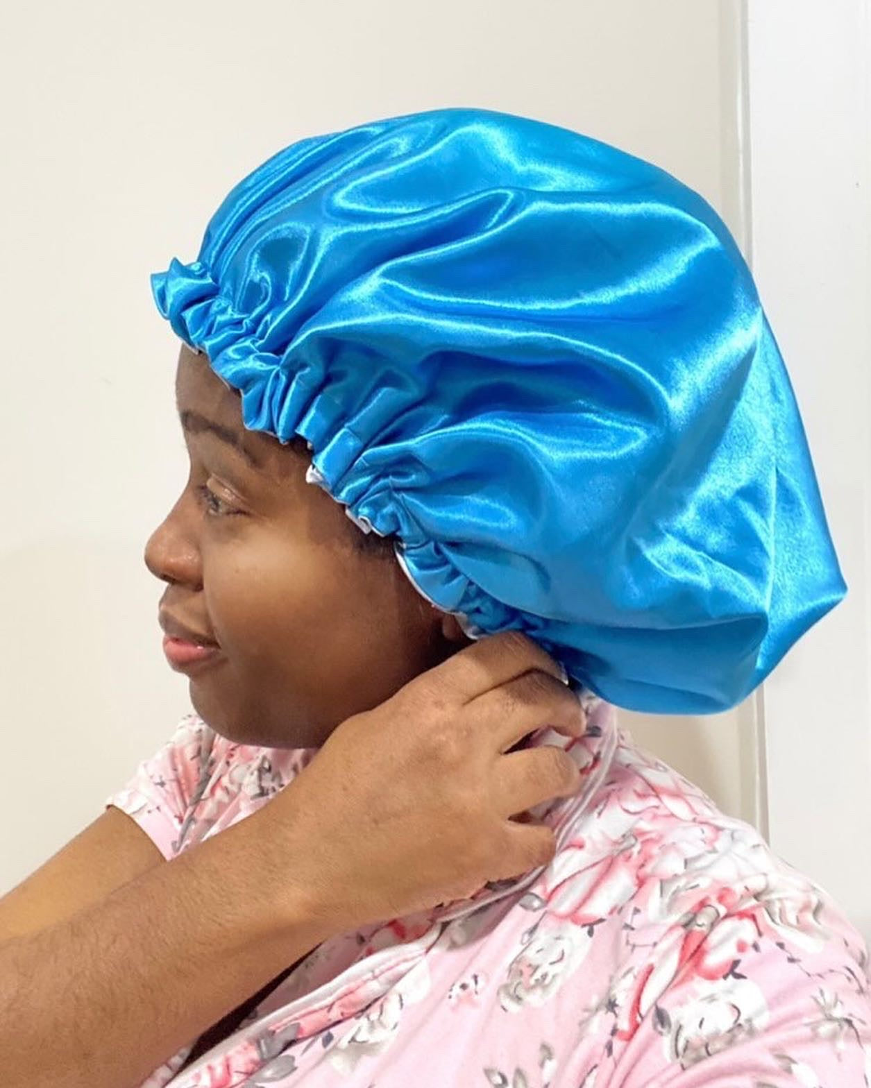 Frozen Blue Dusty Grey Satin Bonnet