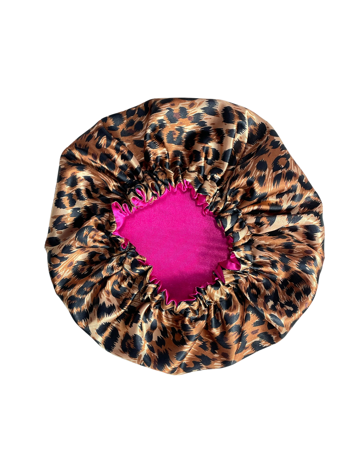 Leopard Pink Double Layer Satin Bonnet