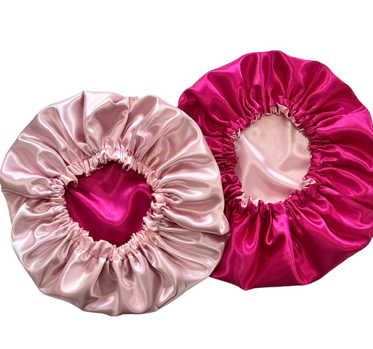 Rosey Pink Reversible Satin Bonnet