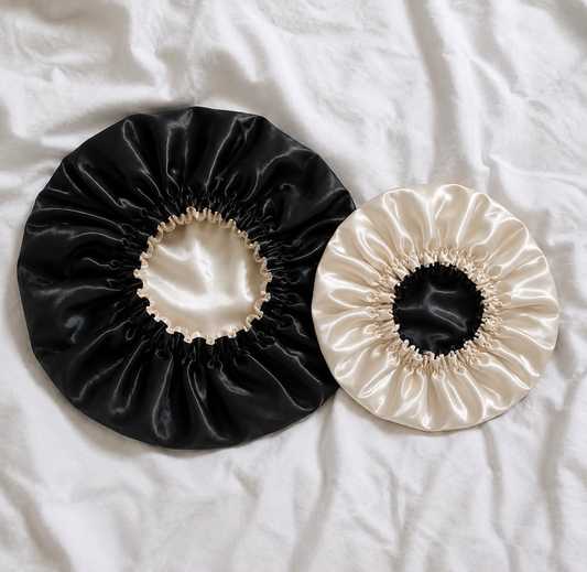 Black French Vanilla Satin Bonnet