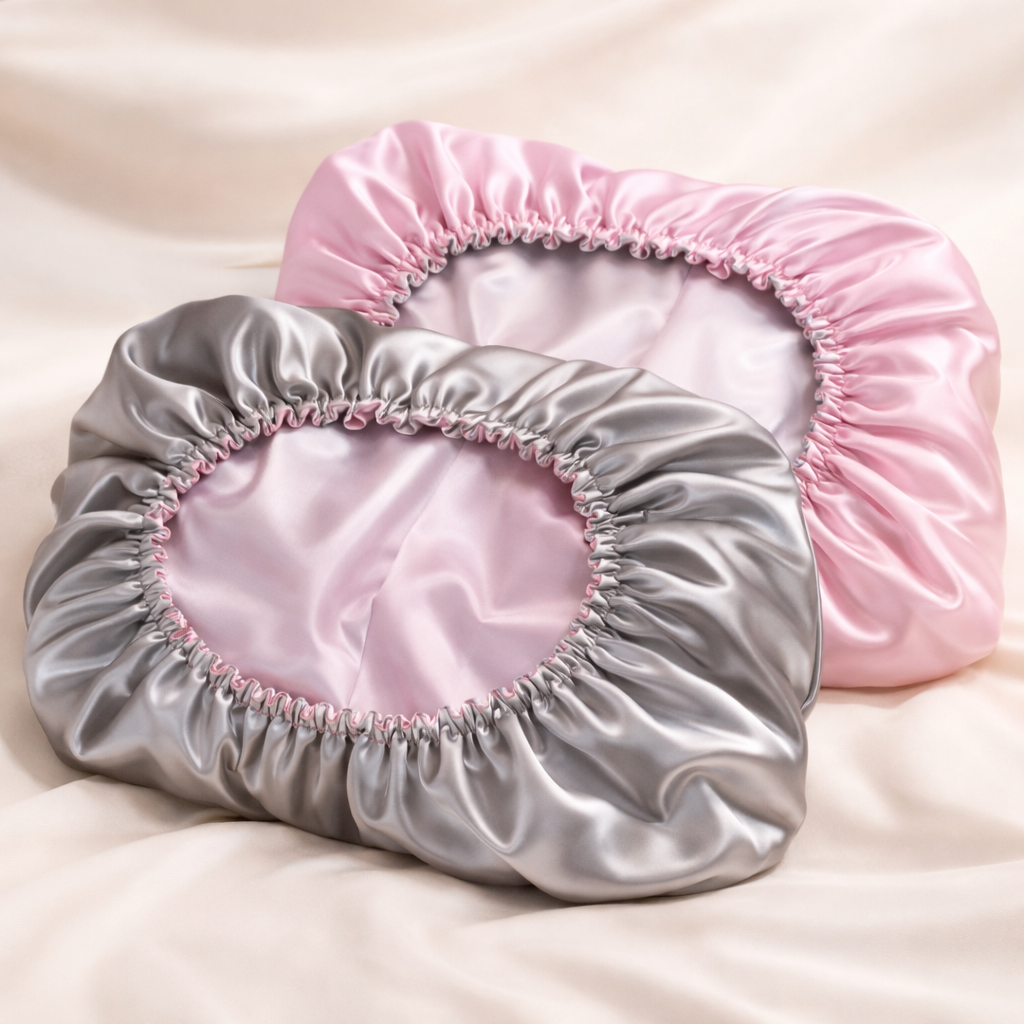 Pink Silver Reversible Bonnet Pillowcase