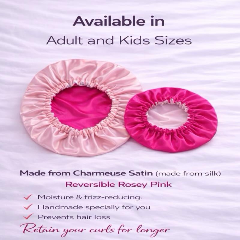 Rosey Pink Reversible Satin Bonnet