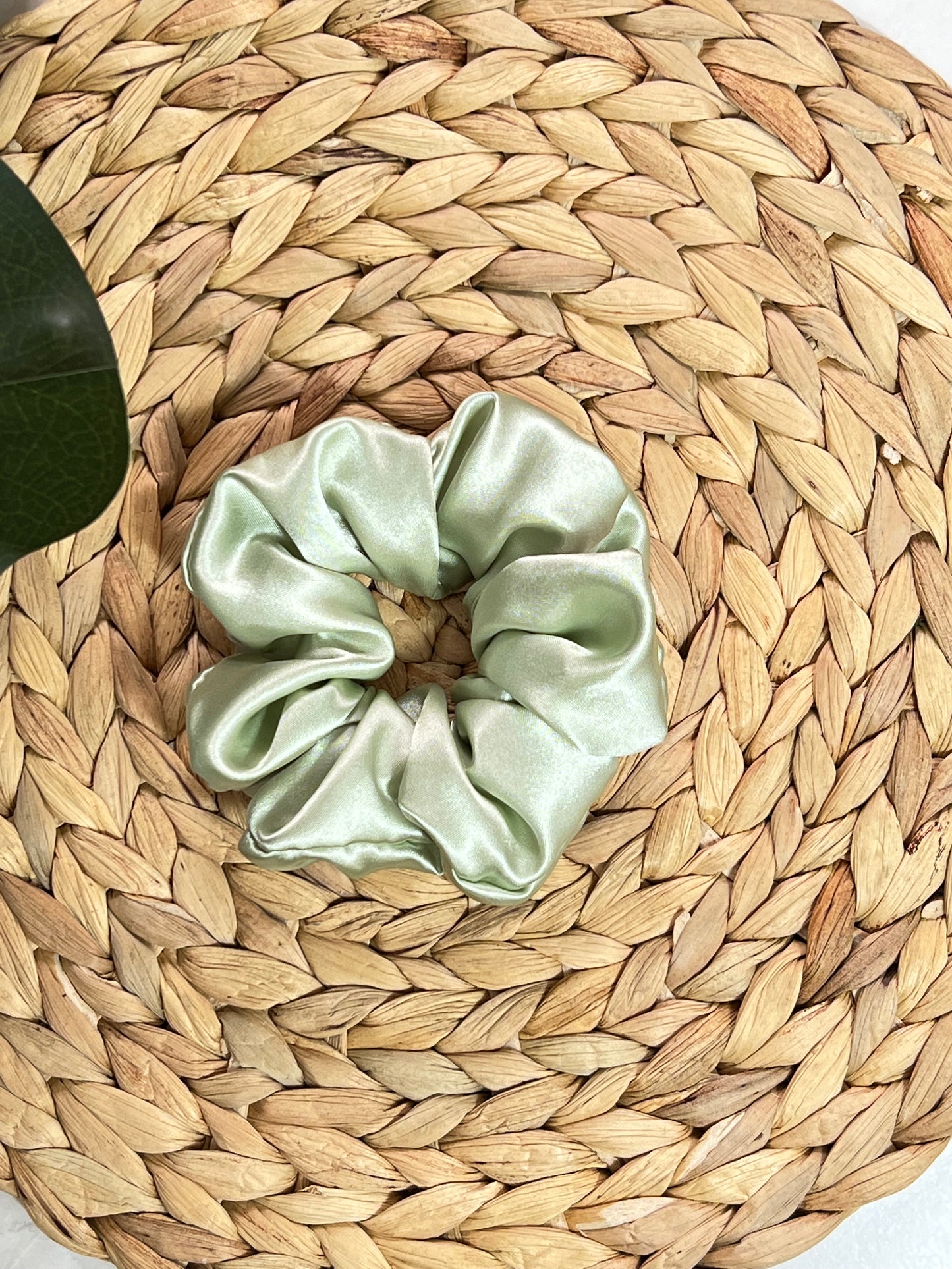 Sage Satin Scrunchy