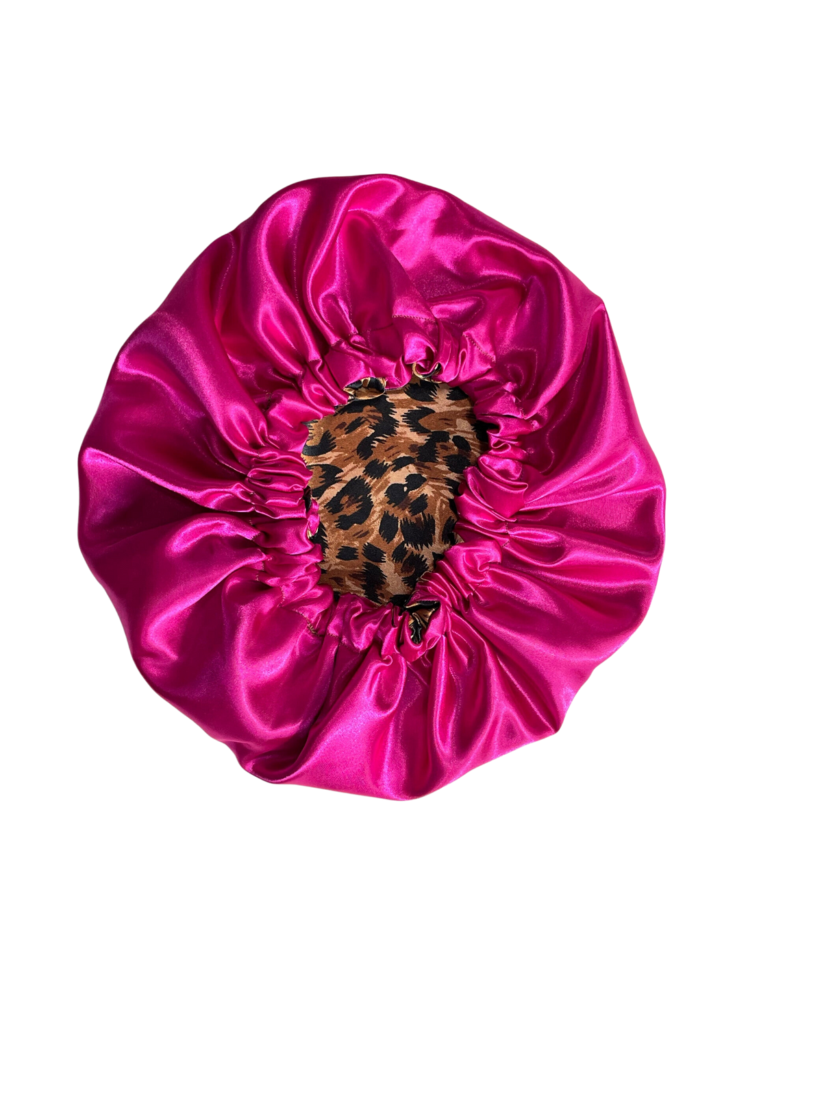 Leopard Pink Double Layer Satin Bonnet