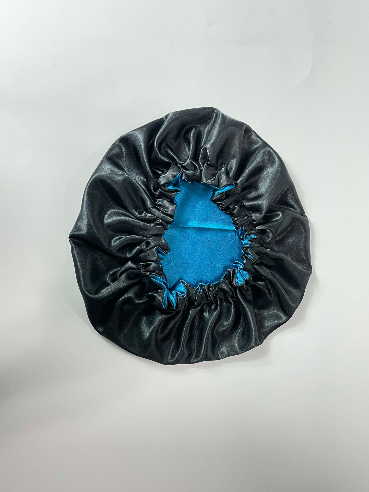 Teal Black Double Layered Satin Bonnet