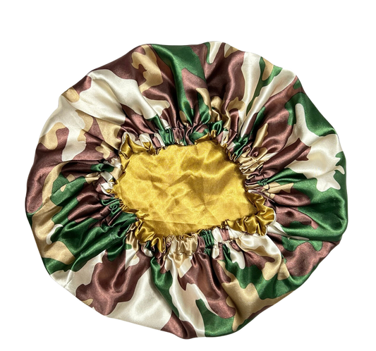 Camouflage Reversible Satin Bonnet