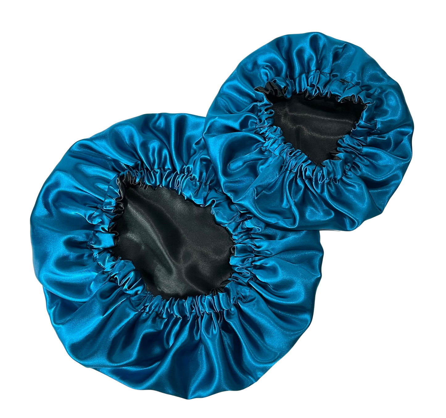 Teal Black Double Layered Satin Bonnet