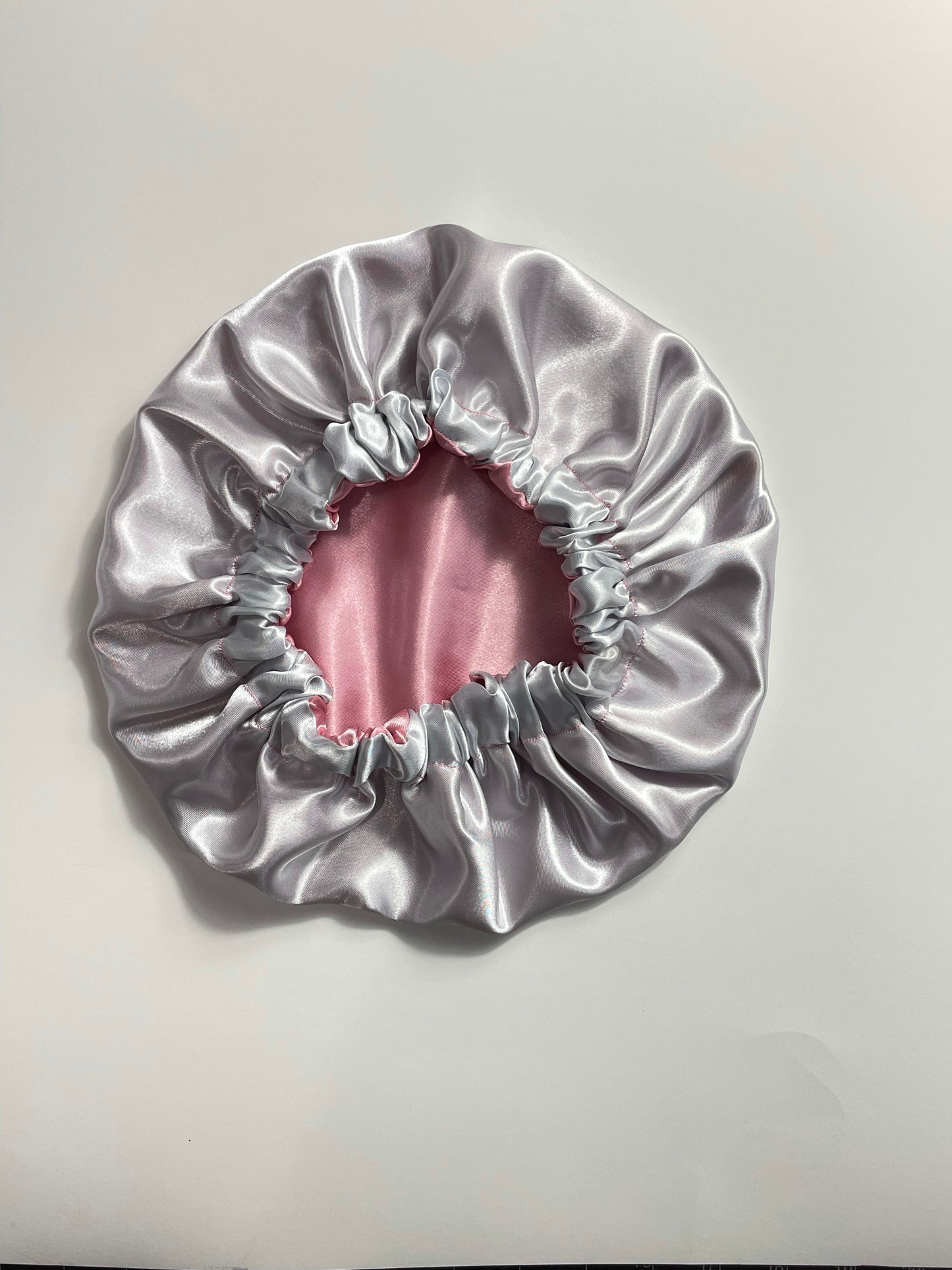 Pink Silver Double layer Satin Lined Bonnet